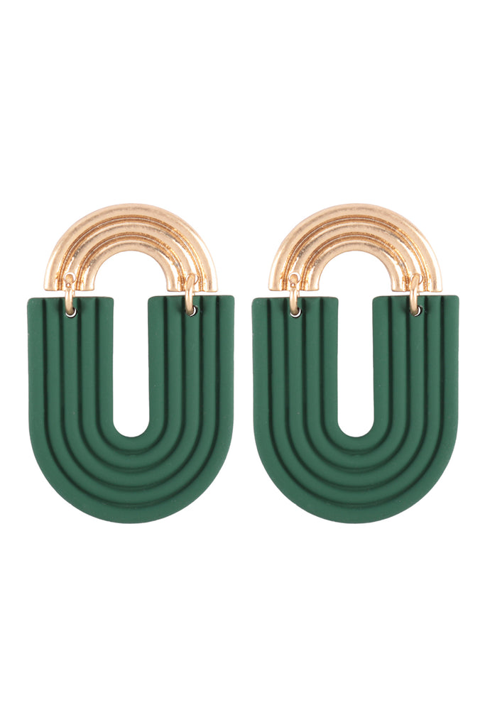 RAINBOW POST COLOR U SHAPE DROP EARRINGS