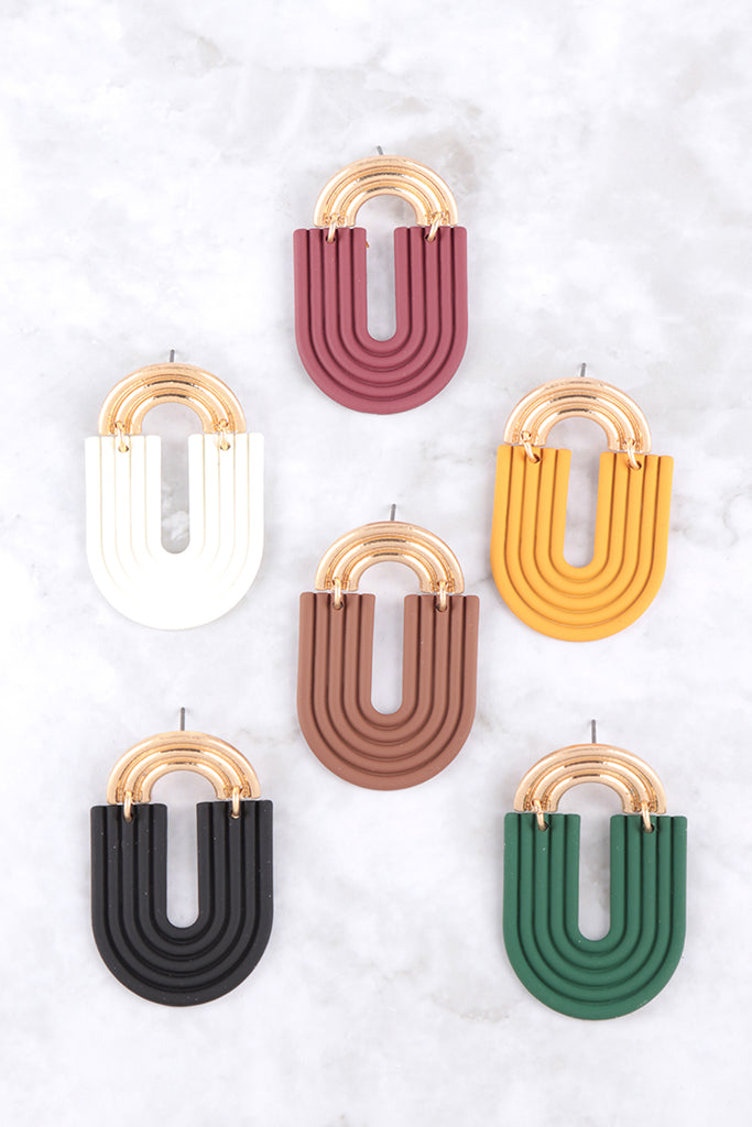 RAINBOW POST COLOR U SHAPE DROP EARRINGS