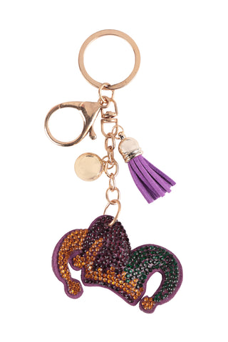 FLUER DE LIS RHINESTONE TASSEL KEYCHAIN