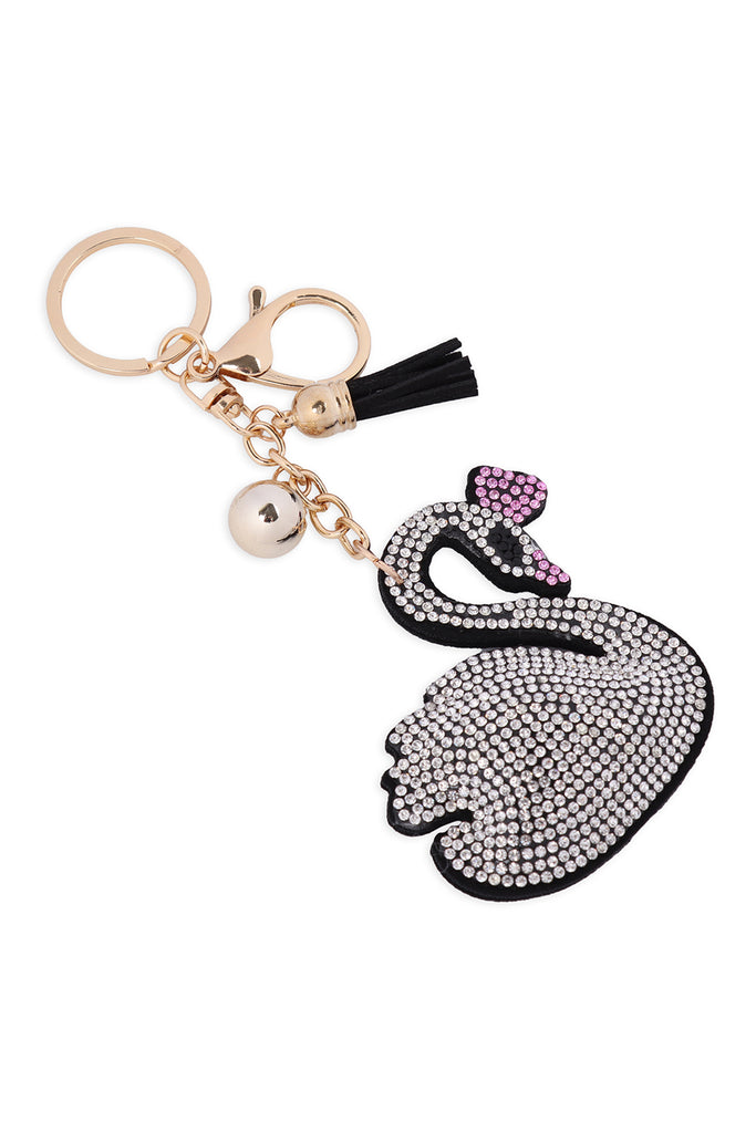 SWAN RHINESTONE TASSEL KEYCHAIN