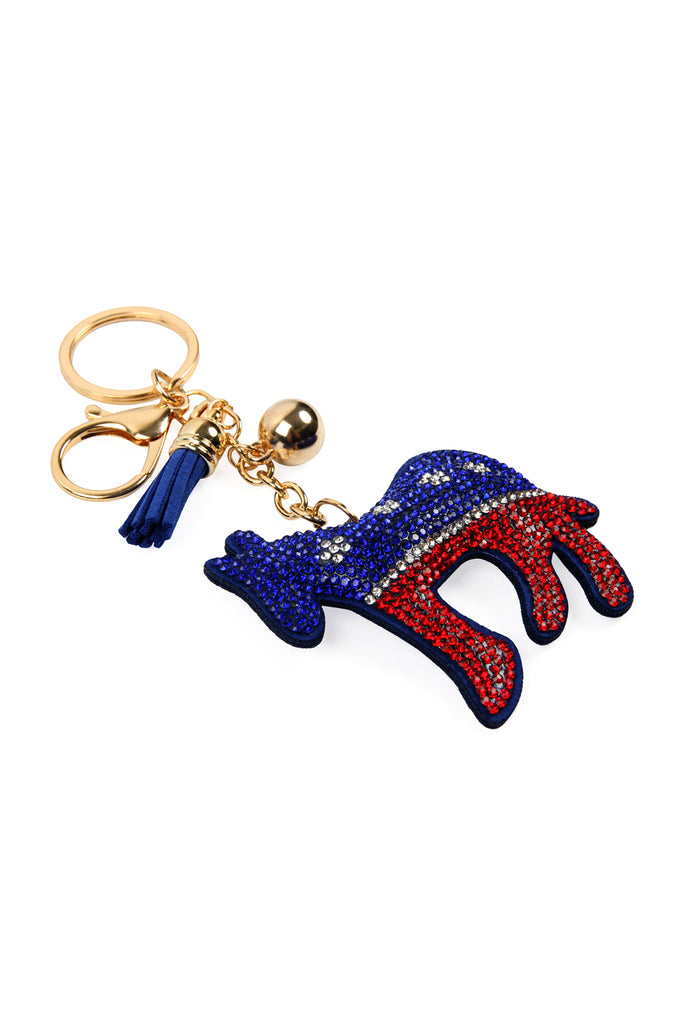 AMERICAN DONKEY DESIGN TASSEL RHINESTONE KEYCHAIN