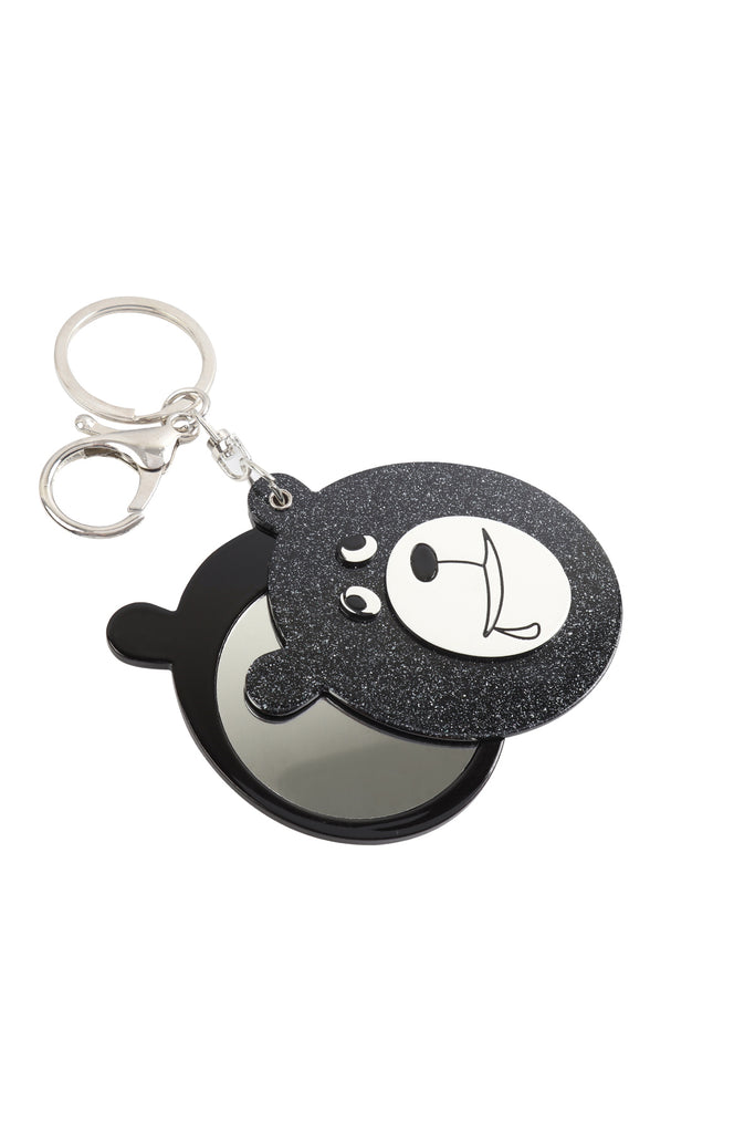 BLACK/BROWN ASSORTED DROOLY BEAR W/ MIRROR KEYCHAIN