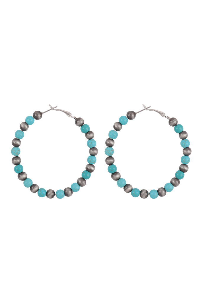 WOOD BEAD BOHO HOOP EARRINGS