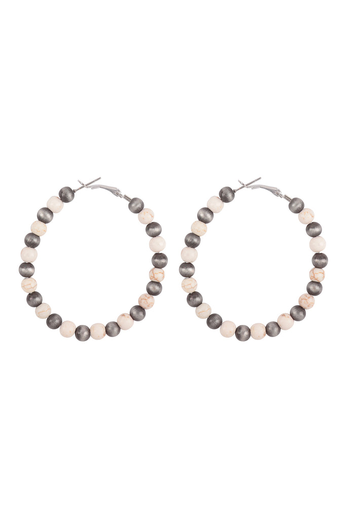 WOOD BEAD BOHO HOOP EARRINGS