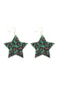 LEOPARD PRINT GENUINE LEATHER STAR EARRINGS