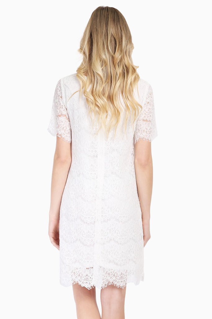 Lace-Up Woven Lace Dress