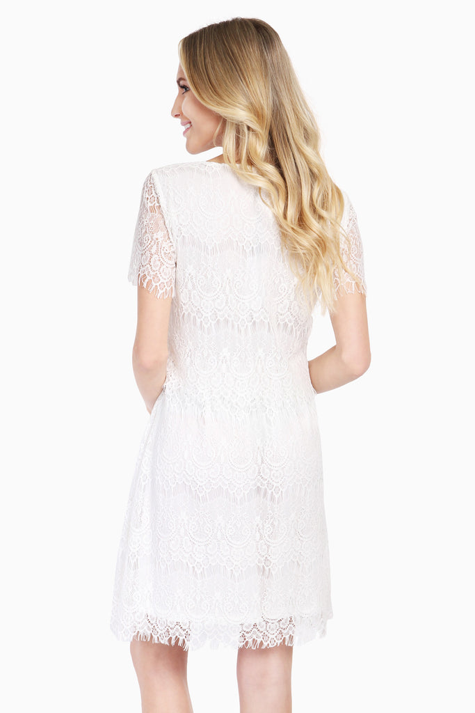 Short Sleeve A-Line Lace Dress