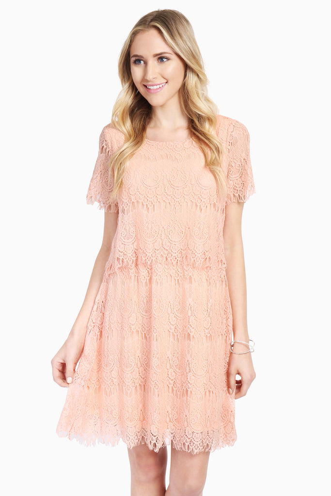 Short Sleeve A-Line Lace Dress