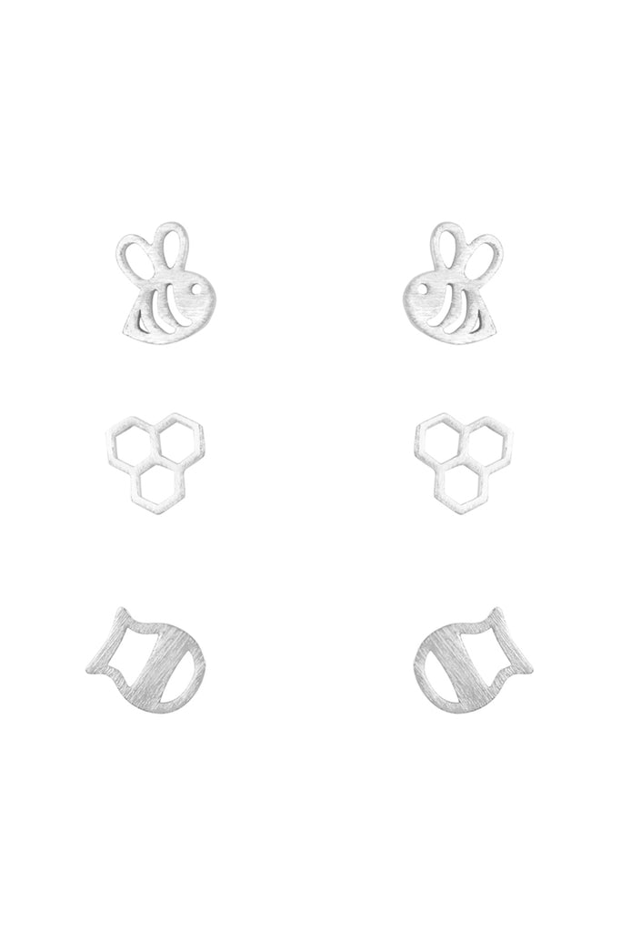 LEA700 - 3 PAIR SET BEE EARRINGS