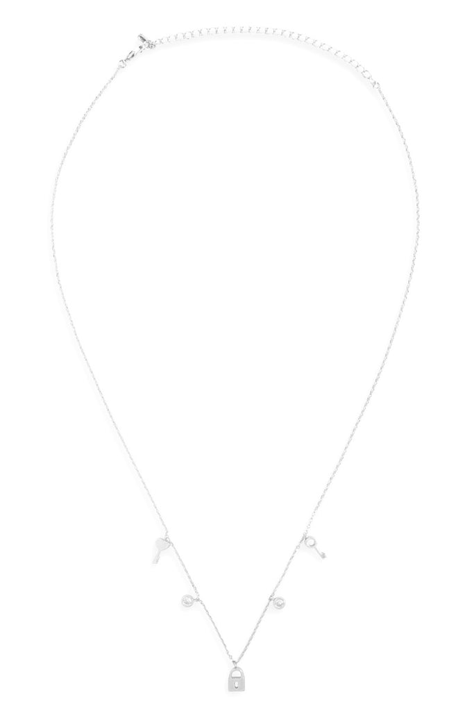 LNB413 -  KEY LOCK ZIRCONIA DAINTY CHAIN NECKLACE