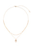HAMSA HAND FILIGREE PENDANT 2 LAYERED BRASS NECKLACE
