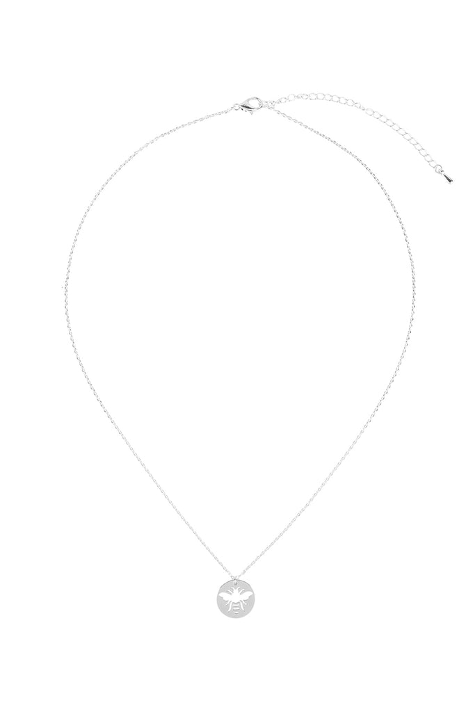 BRASS BEE CUTOUT COIN PENDANT NECKLACE
