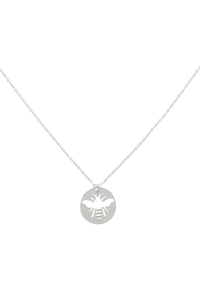 BRASS BEE CUTOUT COIN PENDANT NECKLACE