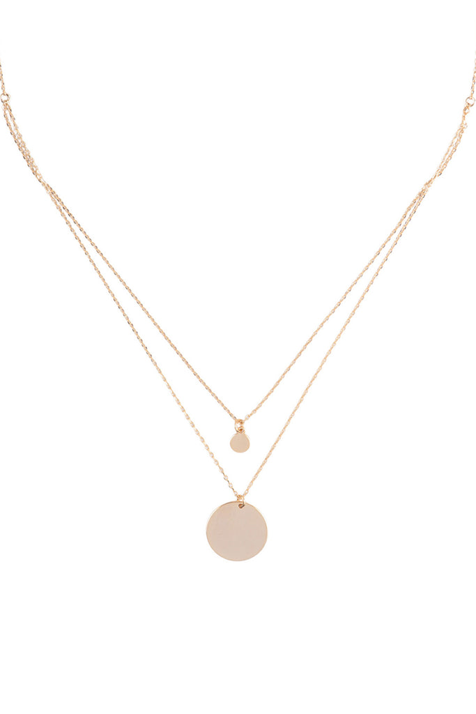 DISK PENDANT BRASS 2 LAYERED NECKLACE