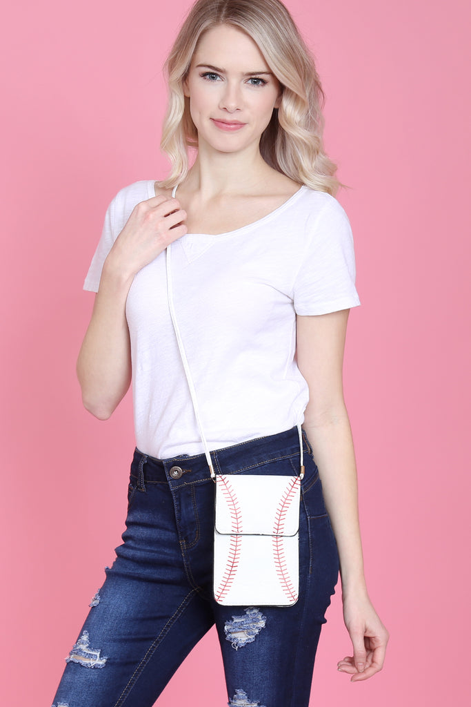 BASEBALL CELLPHONE CROSSBODY WITH CLEAR WINDOW POUCH
