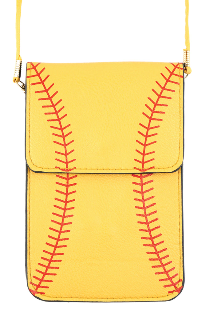 SOFTBALL CELLPHONE CROSSBODY WITH CLEAR WINDOW POUCH