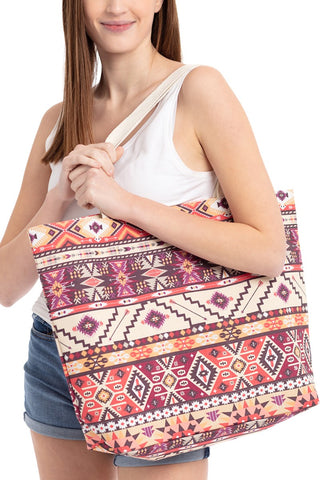 RATAN HANDLE NATIVE DESIGN JUTE TOTE BAG