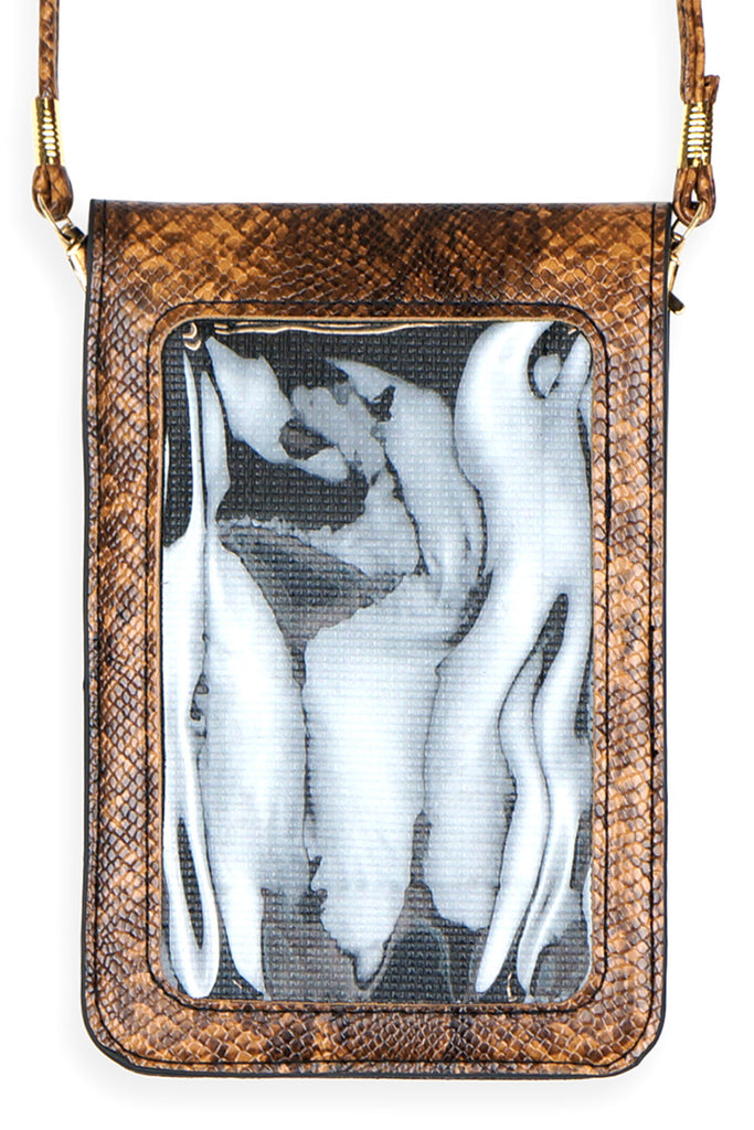 SNAKE SKIN CELLPHONE CROSSBODY WITH CLEAR WINDOW