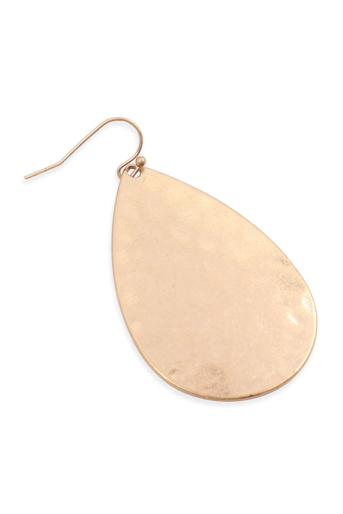 ME10007 - TEARDROP HAMMERED FISH HOOK EARRINGS