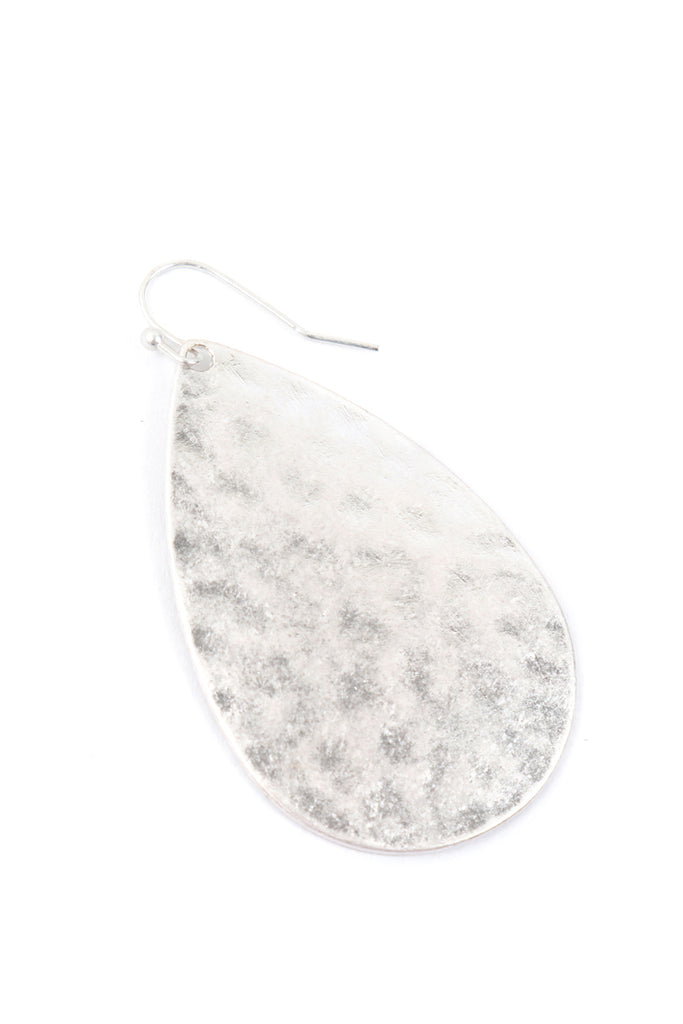 ME10007 - TEARDROP HAMMERED FISH HOOK EARRINGS