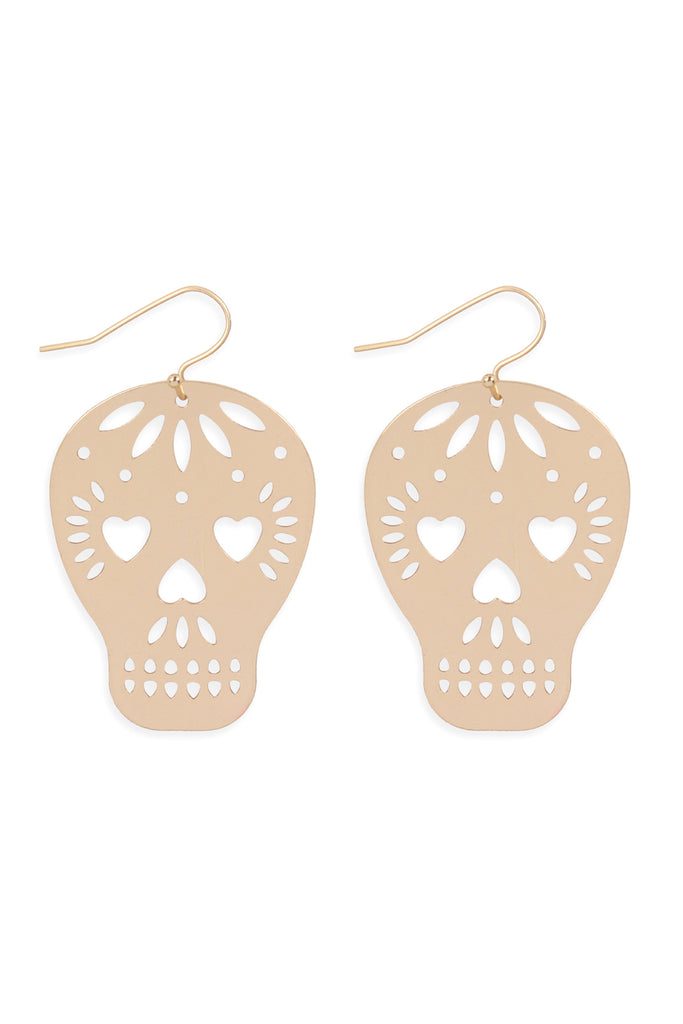 ME10161- (HALLOWEEN) SKULL COATED FILIGREE HOOK EARRINGS