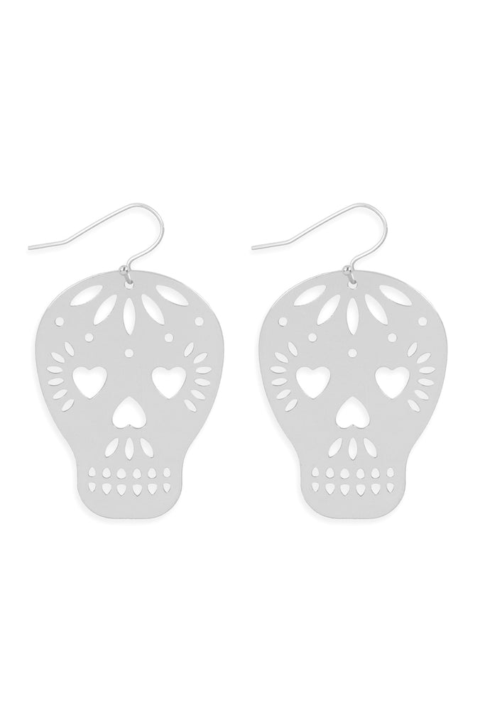 ME10161- (HALLOWEEN) SKULL COATED FILIGREE HOOK EARRINGS