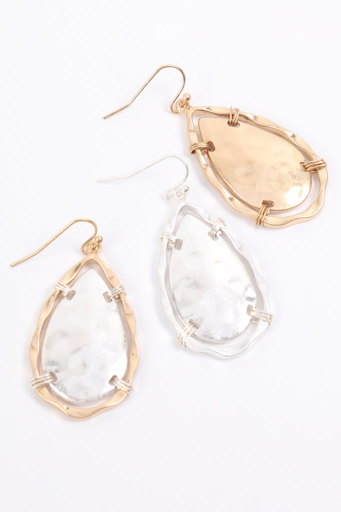 ME3128 - WIRE WRAPPED TEARDROP EARRINGS