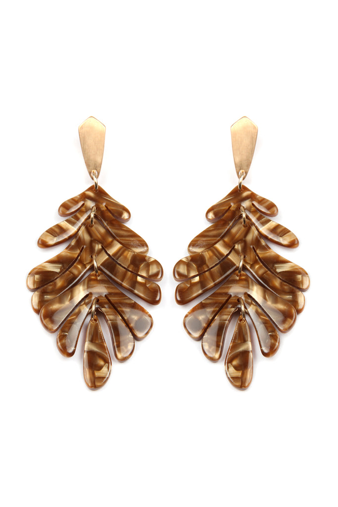 CAST RESIN LEAF DROP EARRINGS