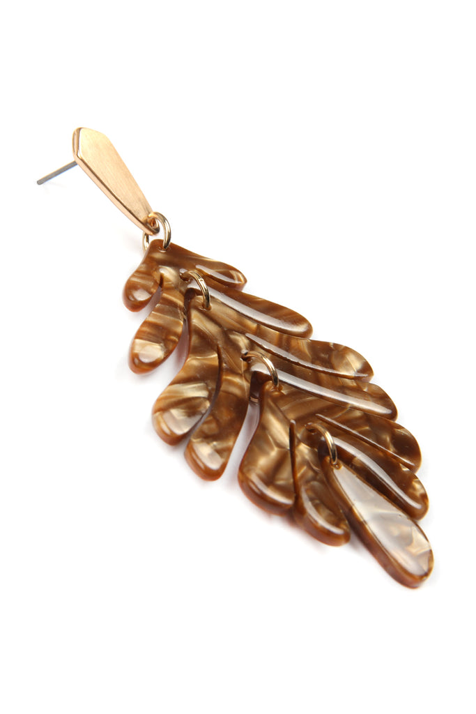 CAST RESIN LEAF DROP EARRINGS