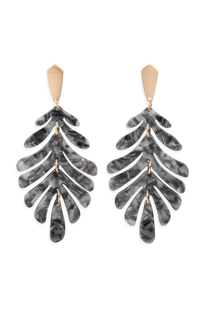 CAST RESIN LEAF DROP EARRINGS