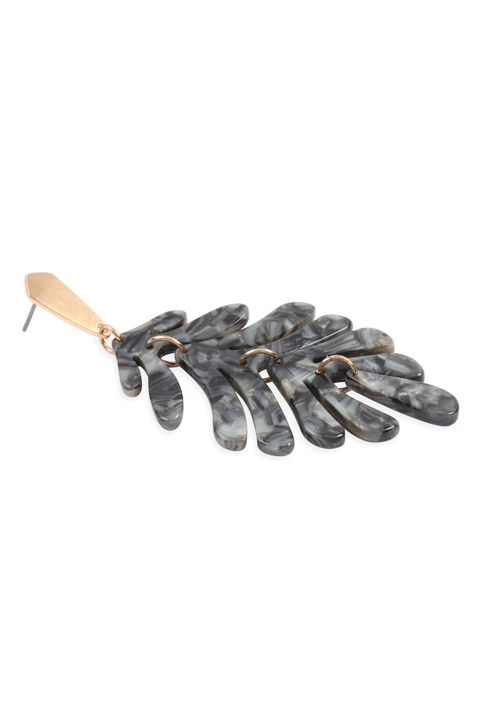 CAST RESIN LEAF DROP EARRINGS