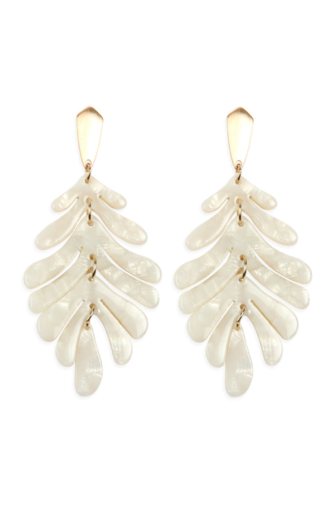 CAST RESIN LEAF DROP EARRINGS