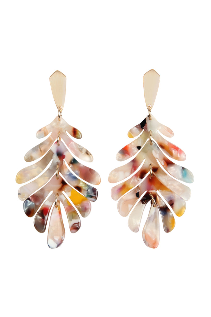 CAST RESIN LEAF DROP EARRINGS