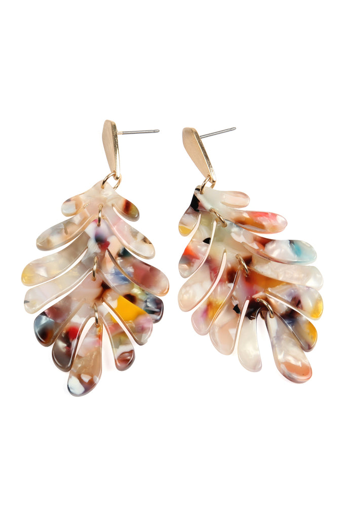 CAST RESIN LEAF DROP EARRINGS
