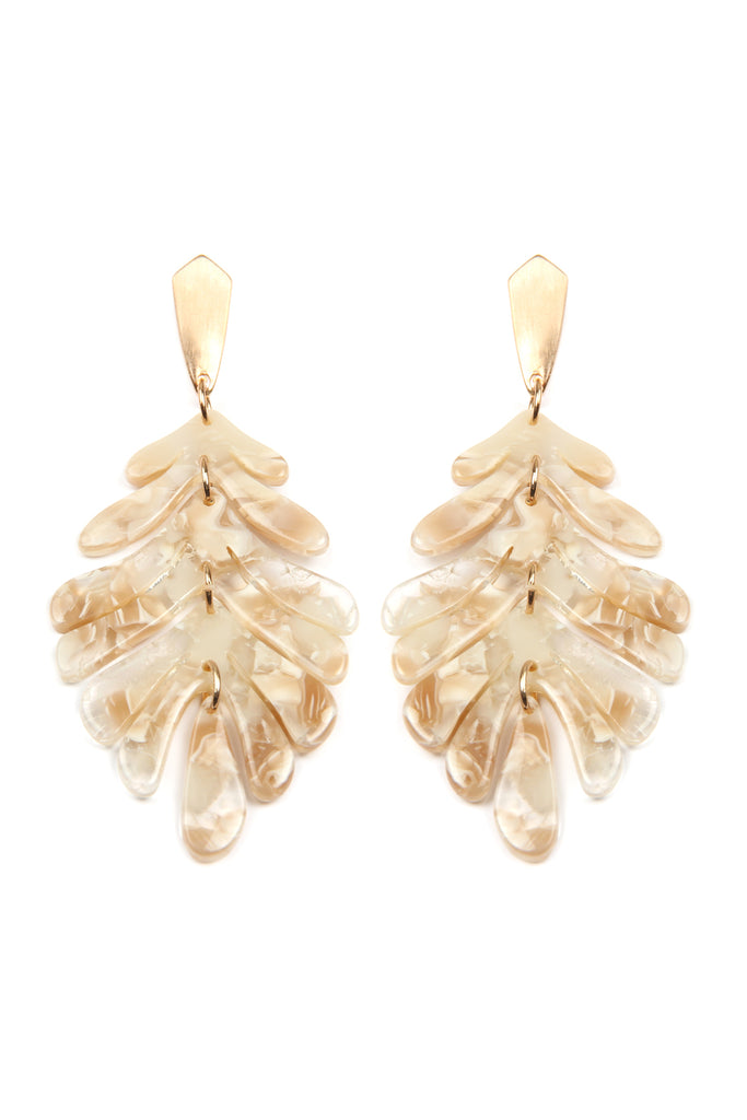 CAST RESIN LEAF DROP EARRINGS