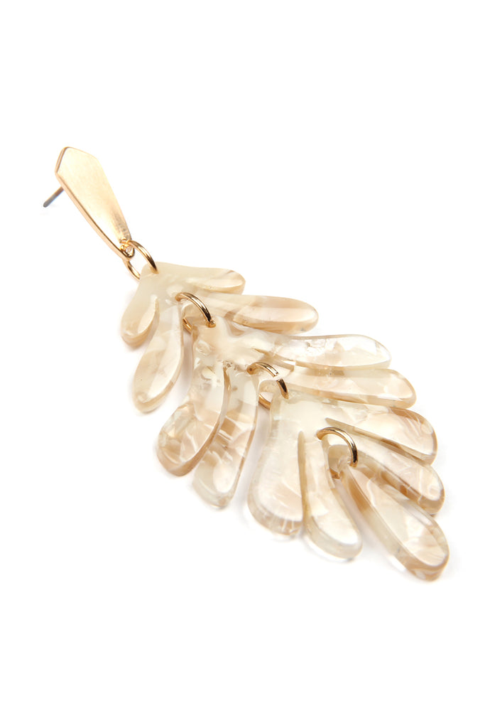 CAST RESIN LEAF DROP EARRINGS