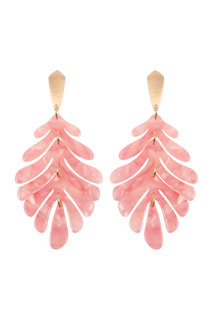 CAST RESIN LEAF DROP EARRINGS