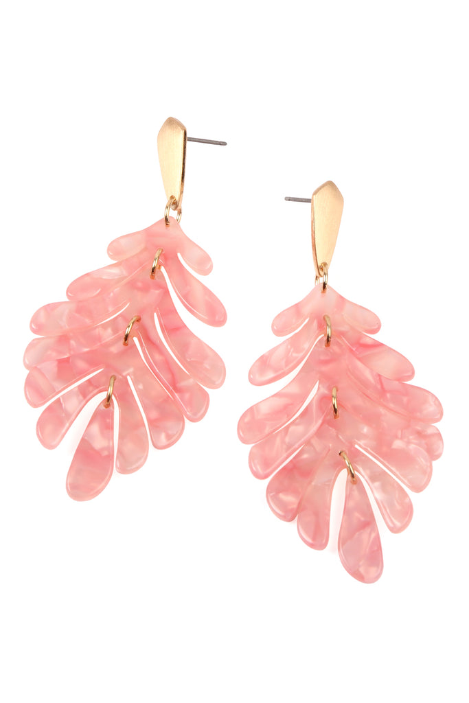 CAST RESIN LEAF DROP EARRINGS