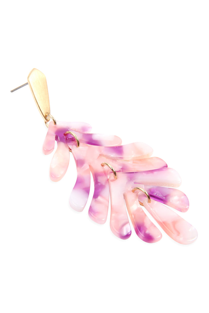 CAST RESIN LEAF DROP EARRINGS