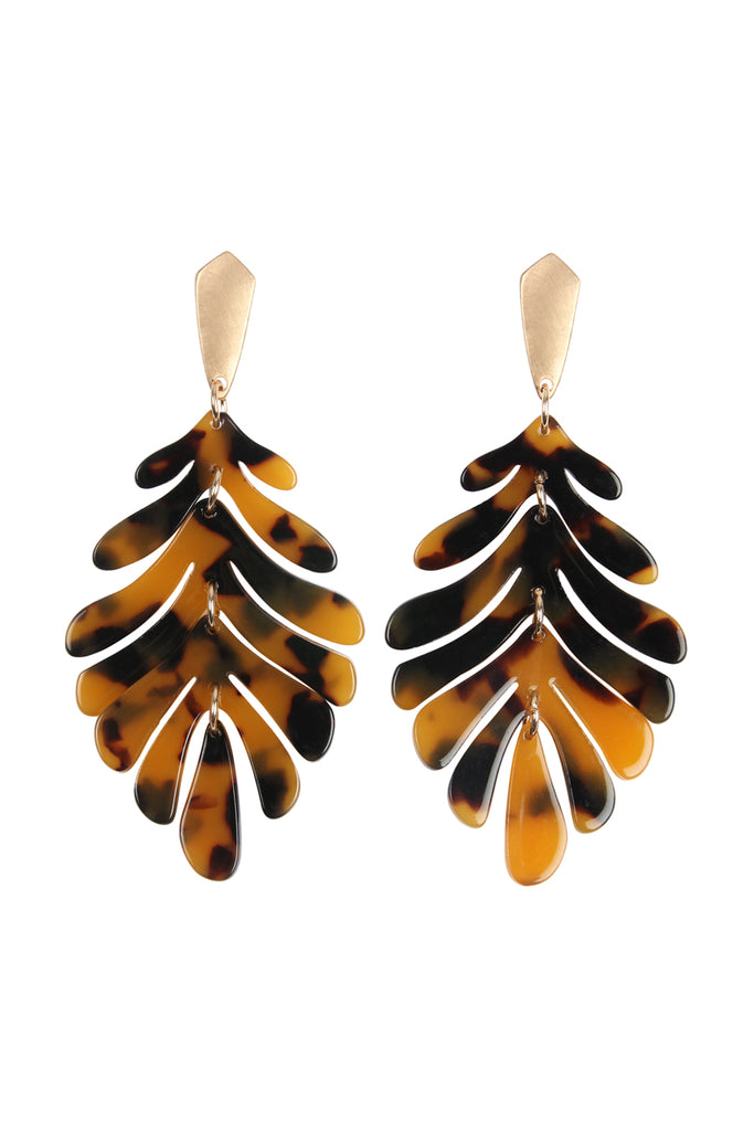 CAST RESIN LEAF DROP EARRINGS
