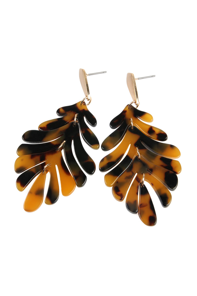 CAST RESIN LEAF DROP EARRINGS