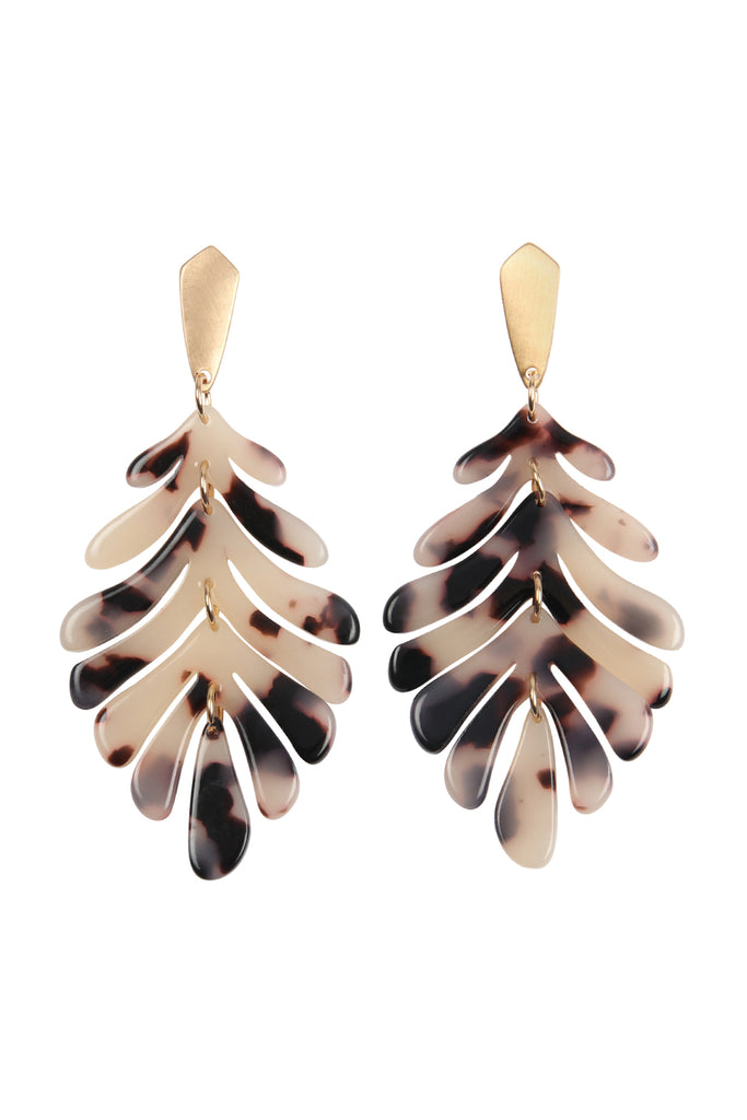 CAST RESIN LEAF DROP EARRINGS