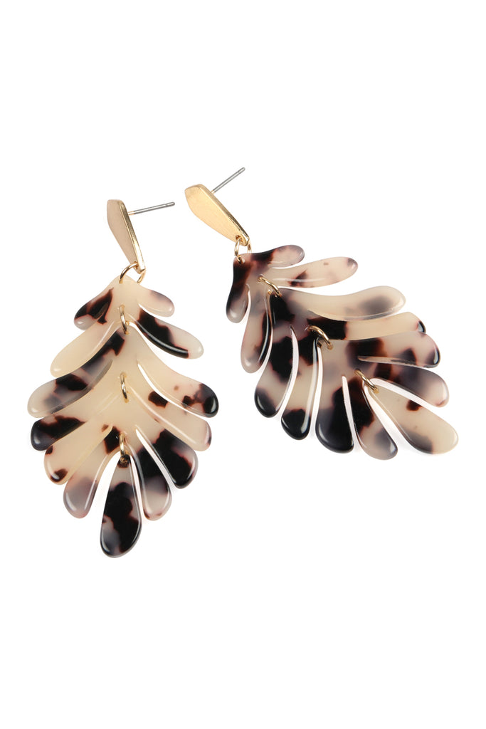 CAST RESIN LEAF DROP EARRINGS