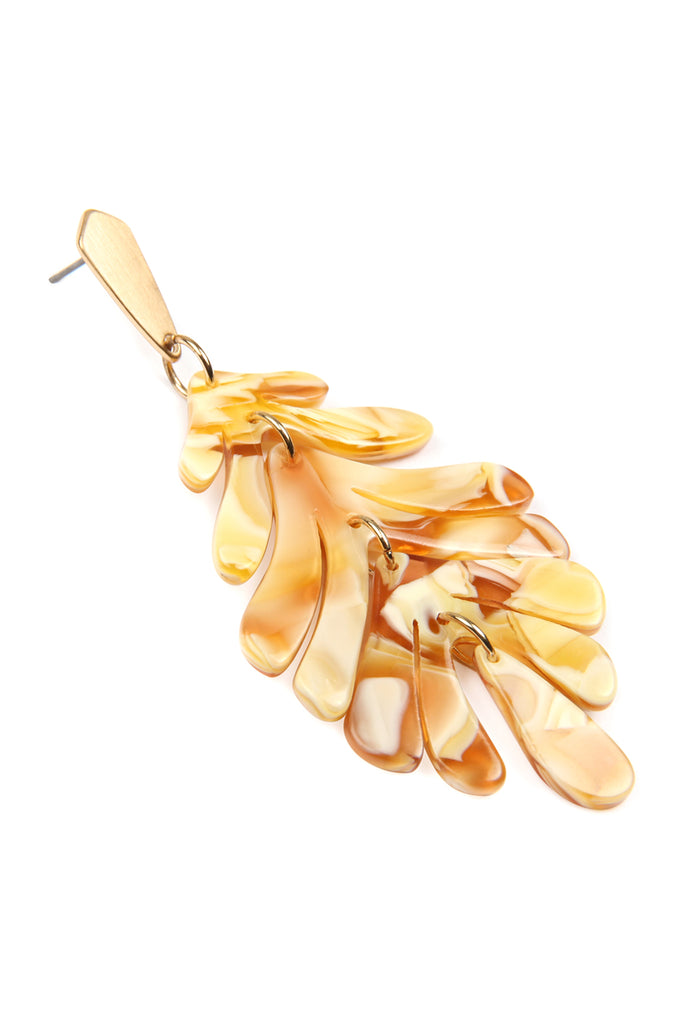 CAST RESIN LEAF DROP EARRINGS