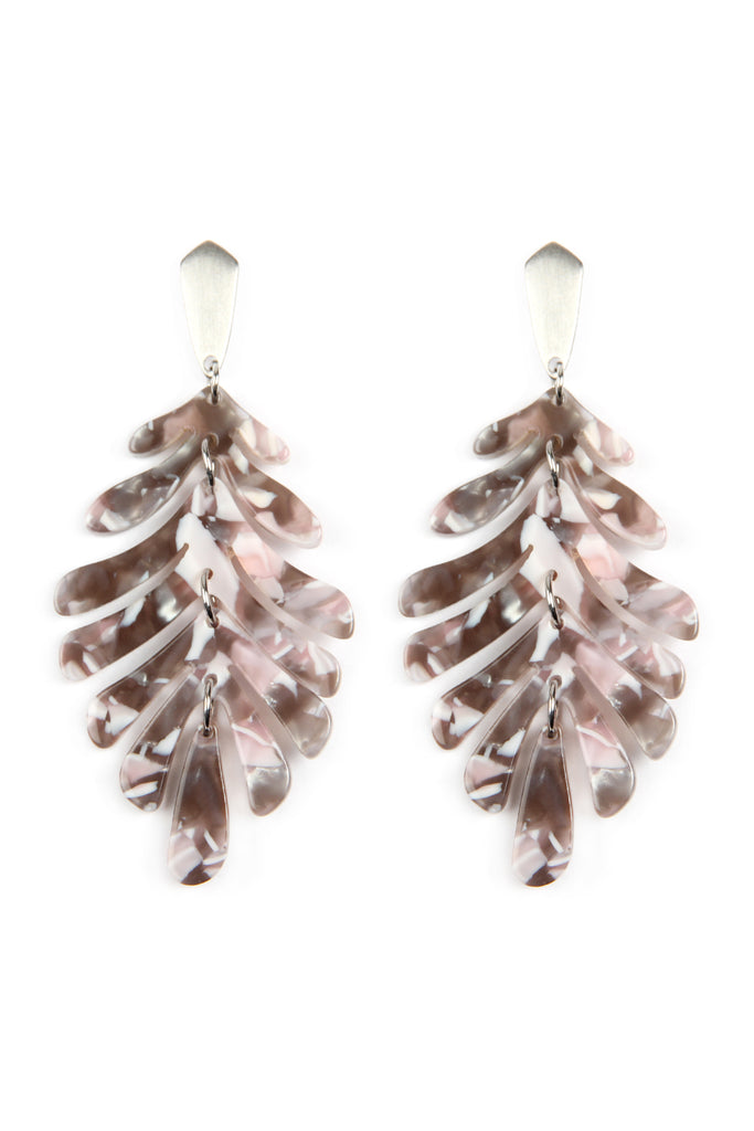 CAST RESIN LEAF DROP EARRINGS