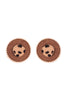 ANIMAL PRINT LEATHER ROUND TWO TONE POST EARRINGS