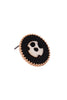 ANIMAL PRINT LEATHER ROUND TWO TONE POST EARRINGS