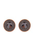 ANIMAL PRINT LEATHER ROUND TWO TONE POST EARRINGS
