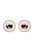ANIMAL PRINT LEATHER ROUND TWO TONE POST EARRINGS