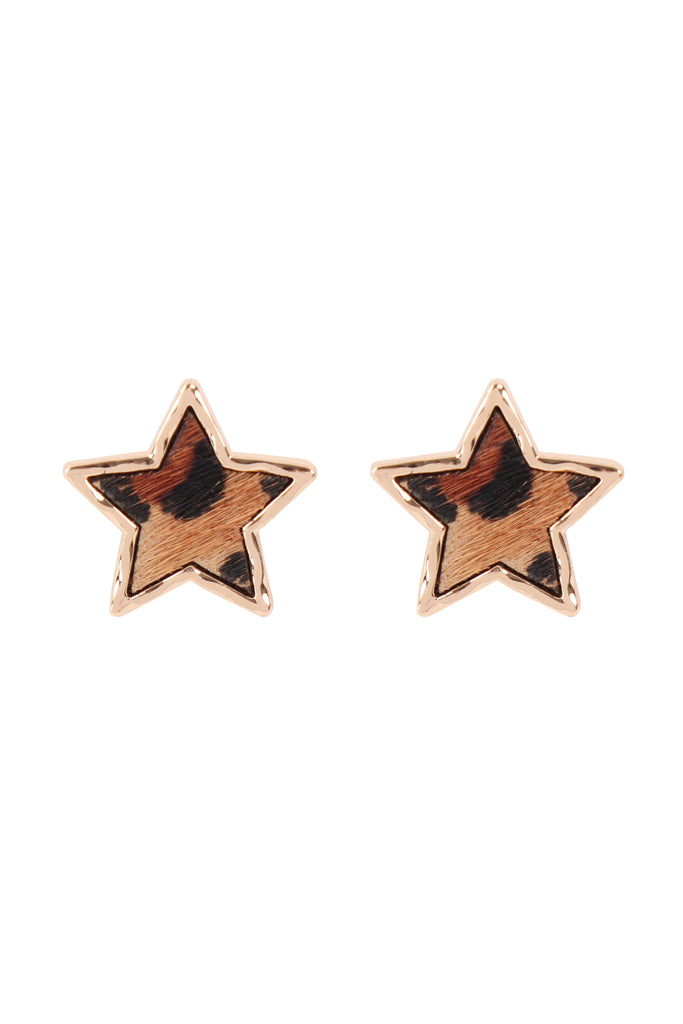 ANIMAL PRINT STAR POST EARRINGS